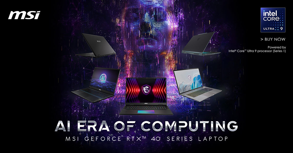 Enter the era of AI with MSI laptops Intel Core Ultra 9